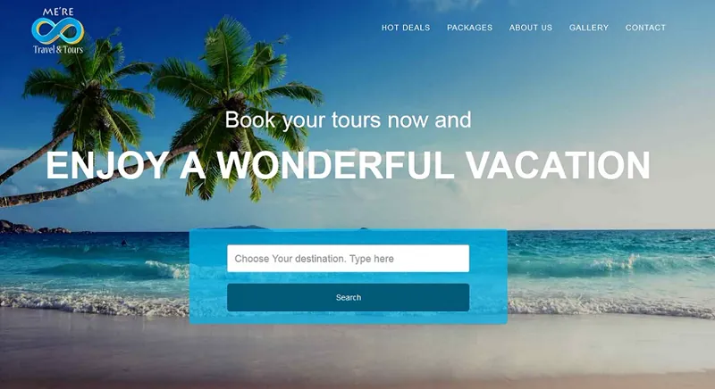 Mere Travel and Tours — tour booking site with destination search